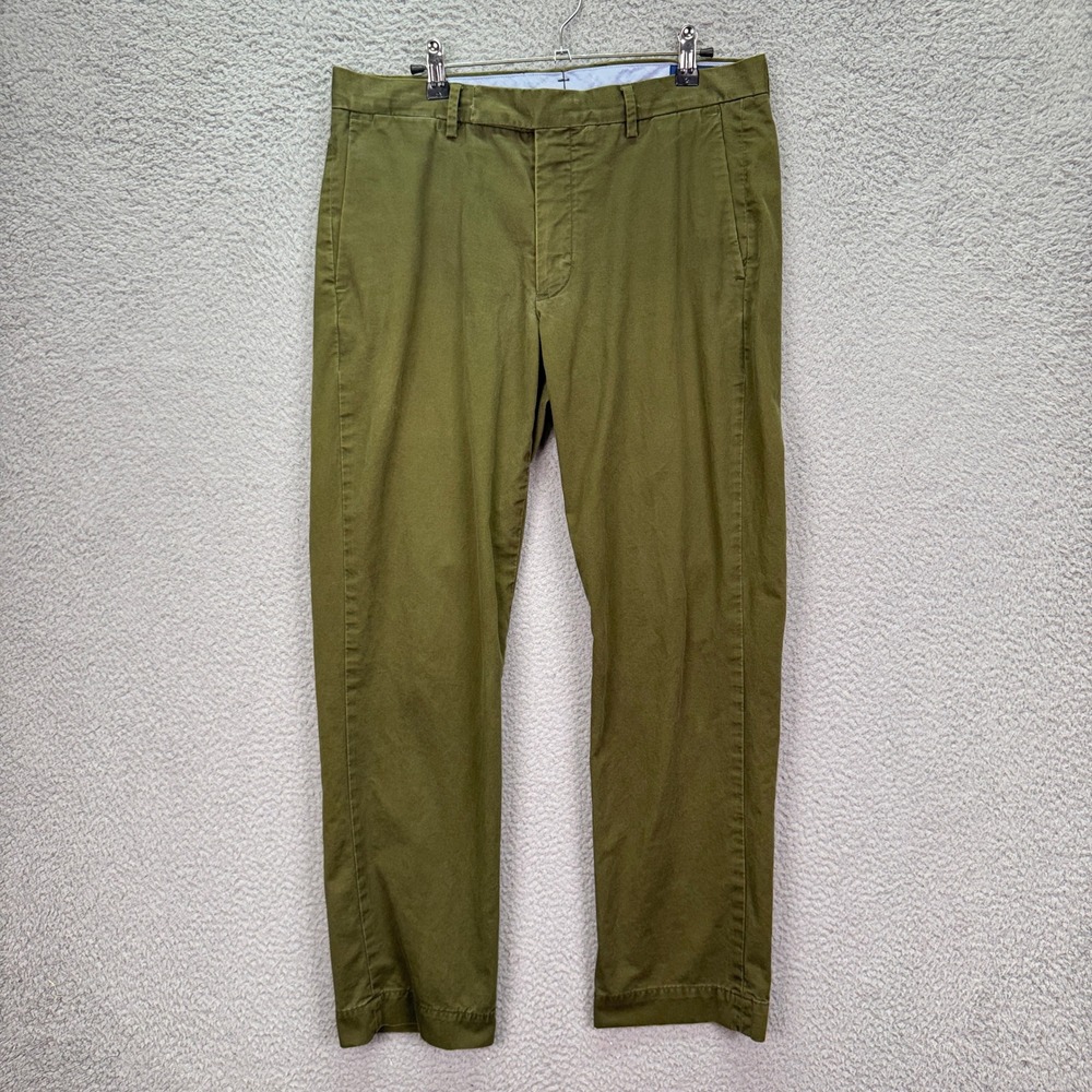 Polo Ralph Lauren Pants Mens 32x30 Olive Green Stretch Straight Fit Chino Preppy - Picture 1 of 13